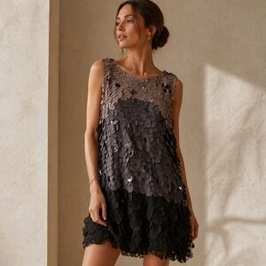 Hale Bob Ombre 3D Petal Applique Dress Women Large Statement Cocktail Party NEW